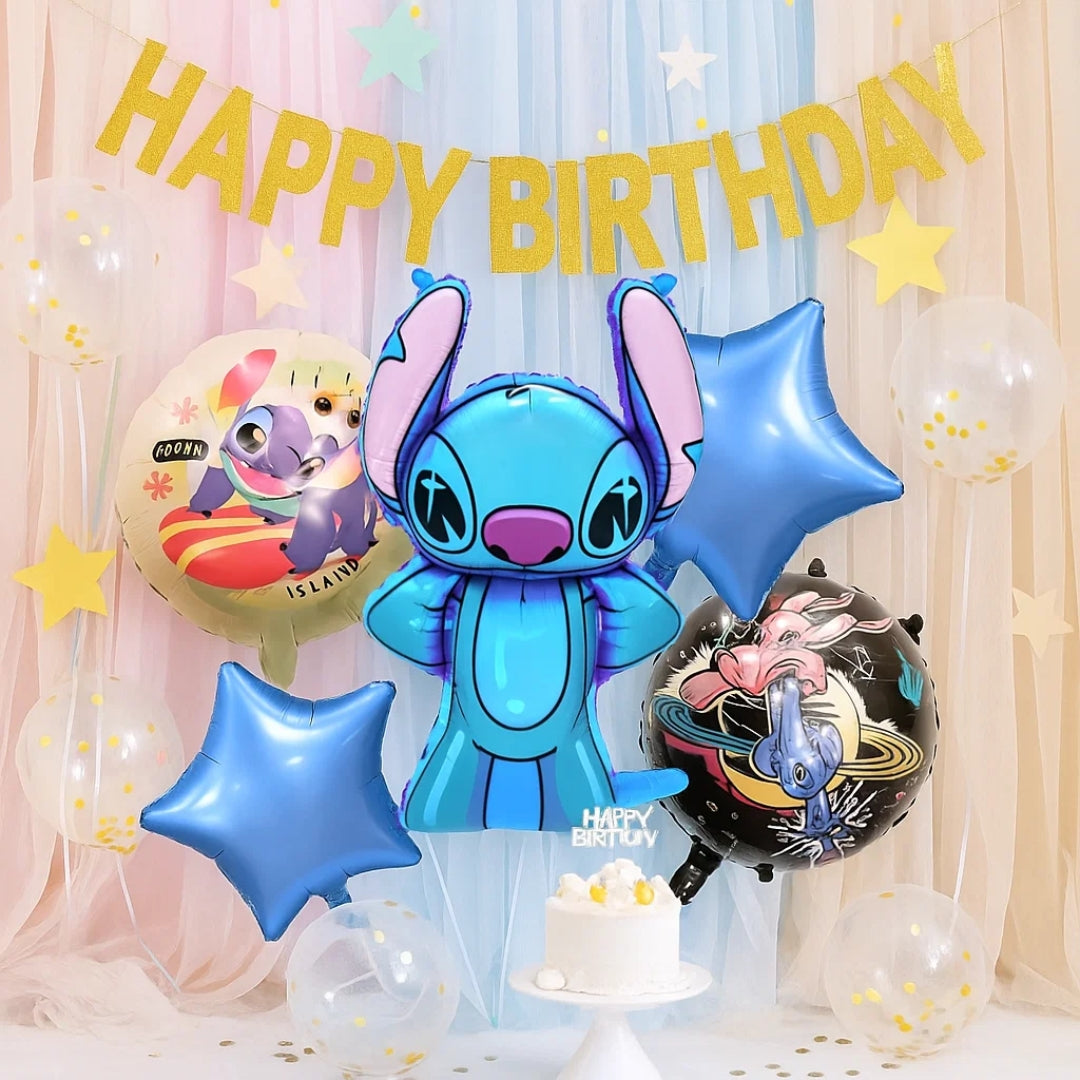 Stitch Theme Birthday Balloon Combo Set - Helium Quality - 5PC