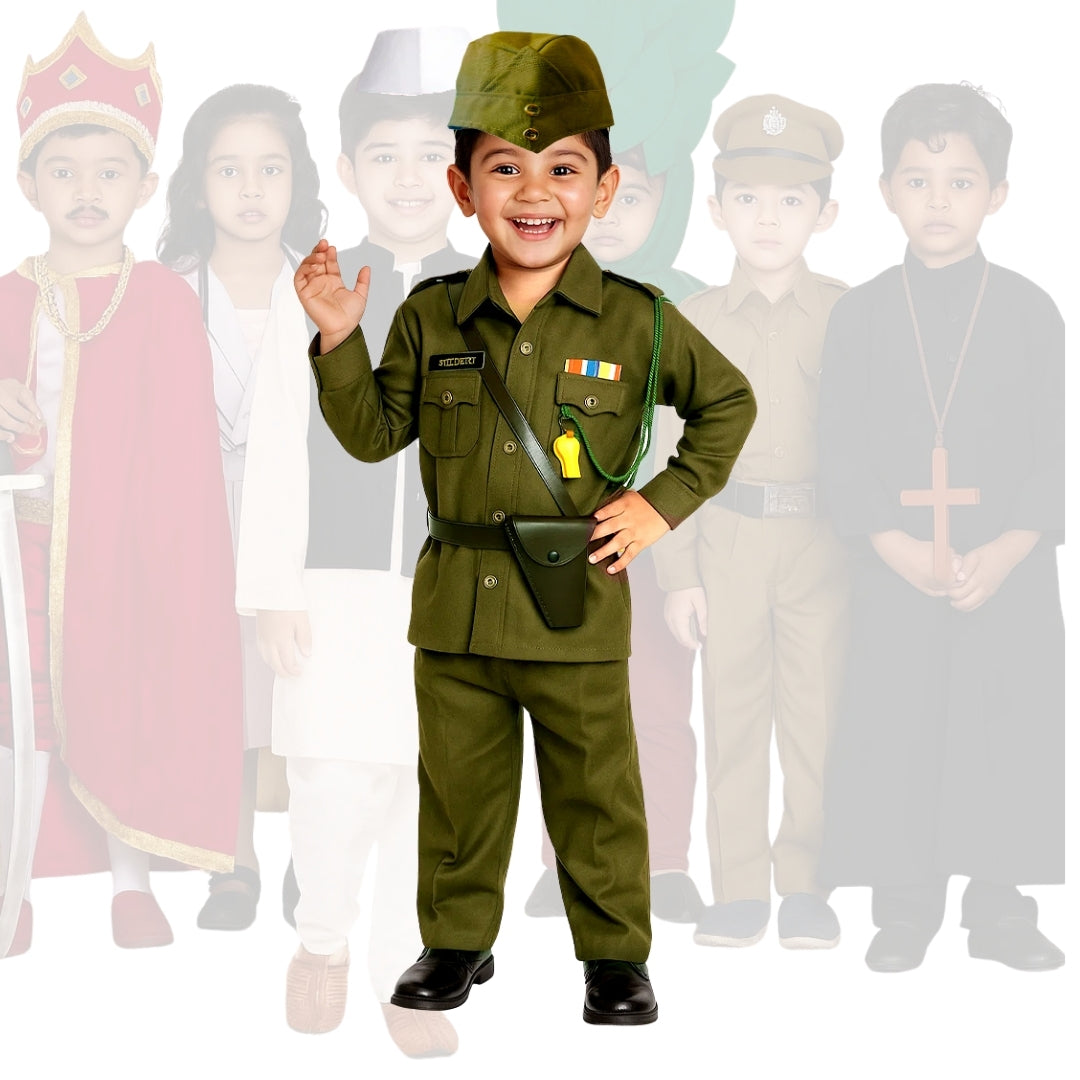Subhash Chandra Bose Natiional Hero Costume - Size Large - Age 7 to 9