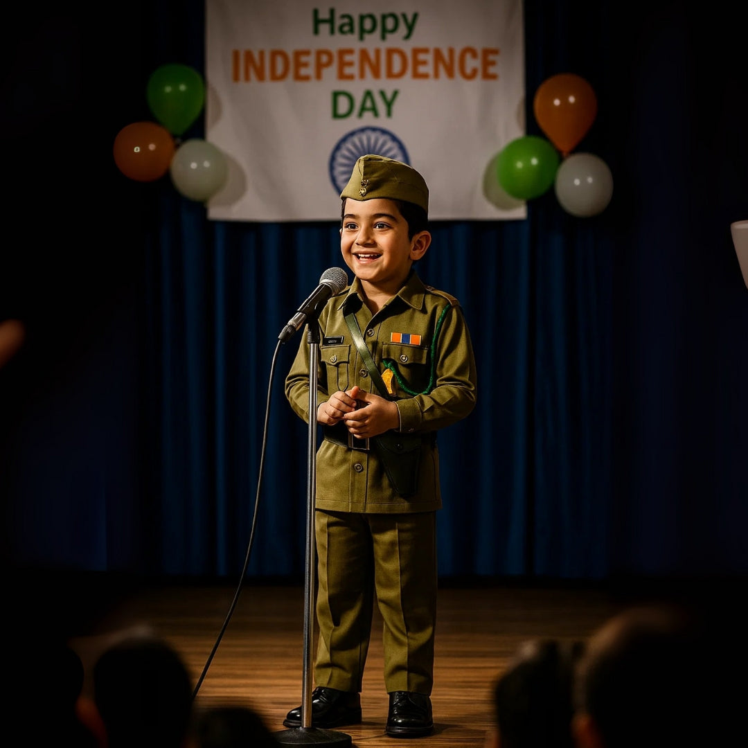 Subhash Chandra Bose Natiional Hero Costume - Size Large - Age 7 to 9