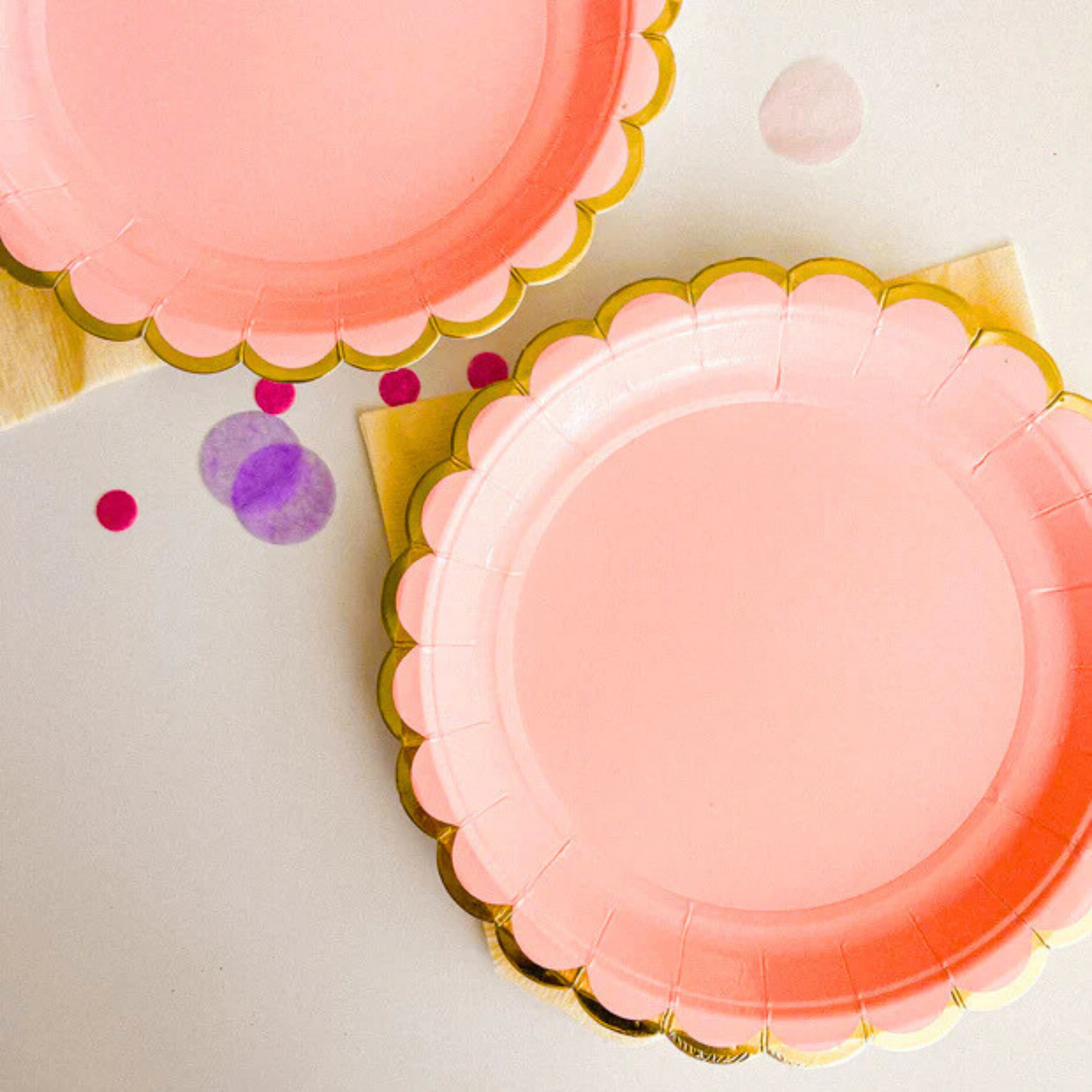 Blush Pink Party Paper Plate w/ Golden Rim - 9 inches - 10PC