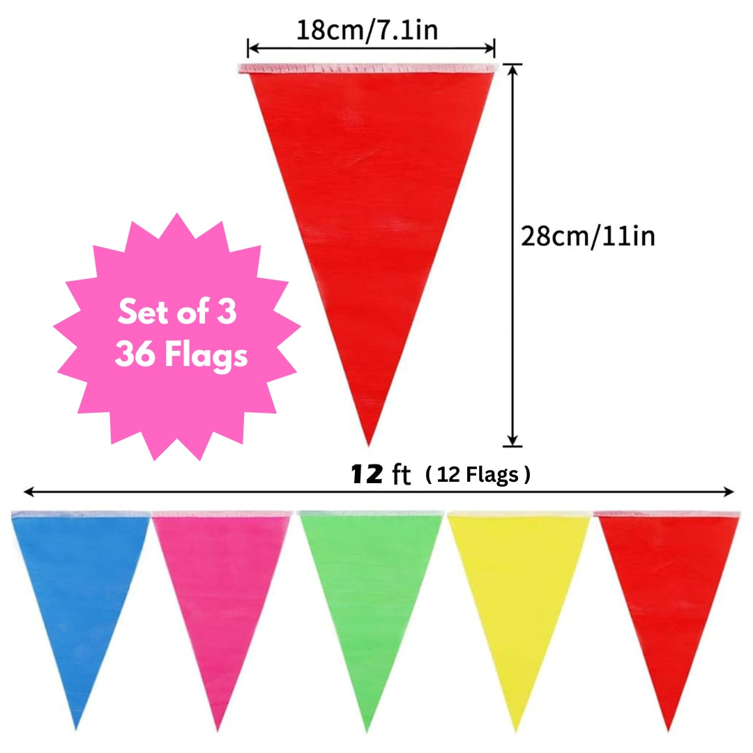 Multicolor Penant Bunting Banner for Carnival Combo Pack - Set of 3