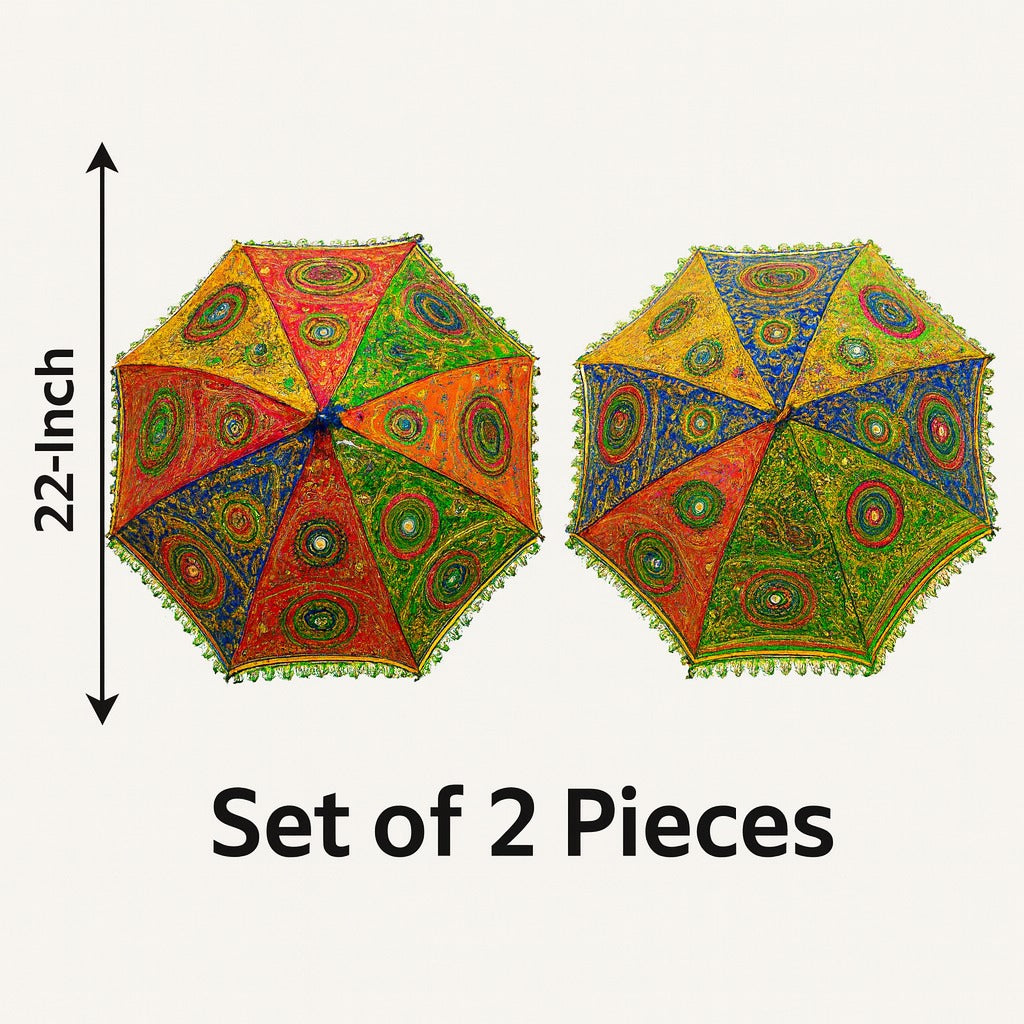 Colorful Kite Hanging Backdrop Decorations with Rajasthani Umbrellas - Set of 7