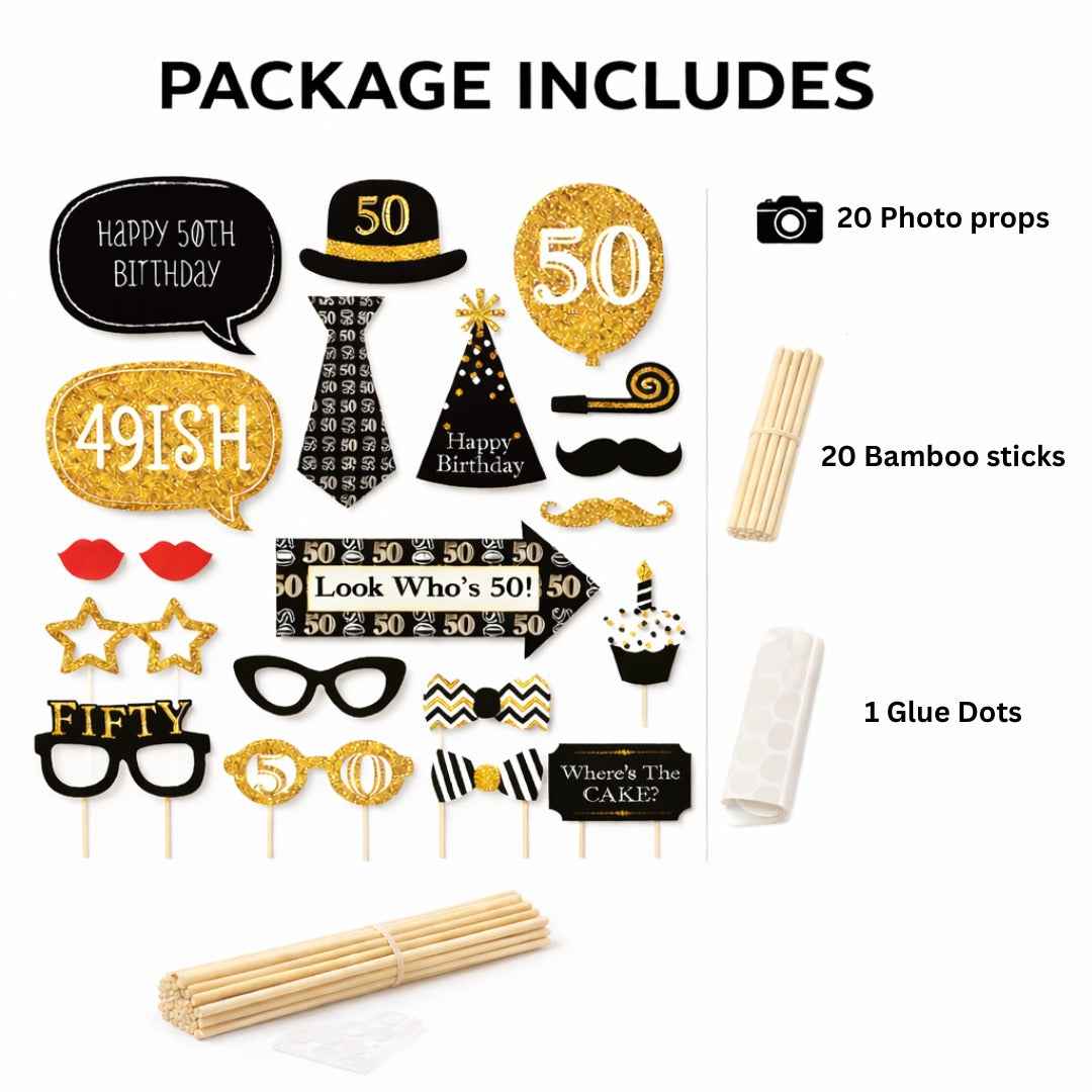 50th Birthday Photo Props - 20PC