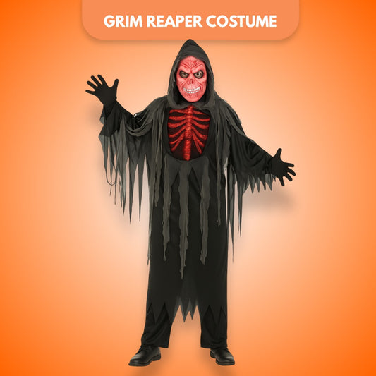 Spooky Smoldering Reaper Horror Adult Costume with Blood Red Mask