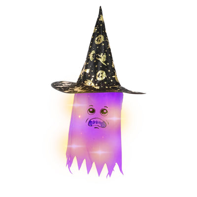 Light Up Purple Hanging Witch Hat for Halloween Decor- 1PC - Wanna Party - closeup