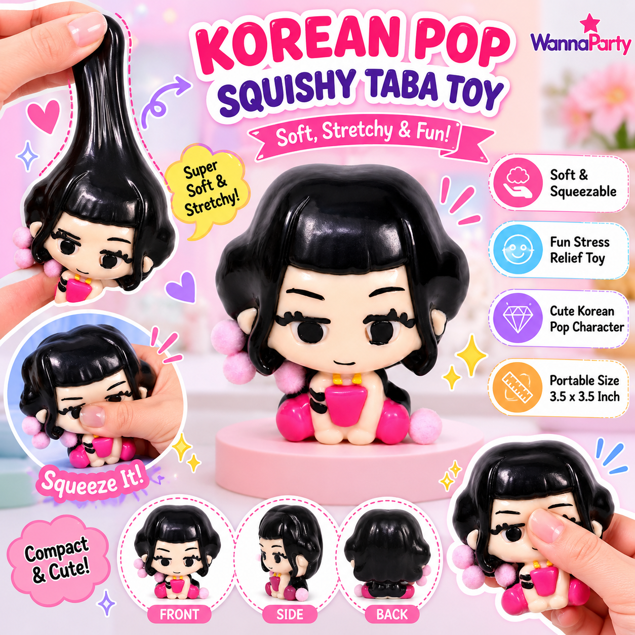 K-POP Zoey Squishy Taba Toy - Cute Squeeze Toy for Kids | Wanna Party - Image 9