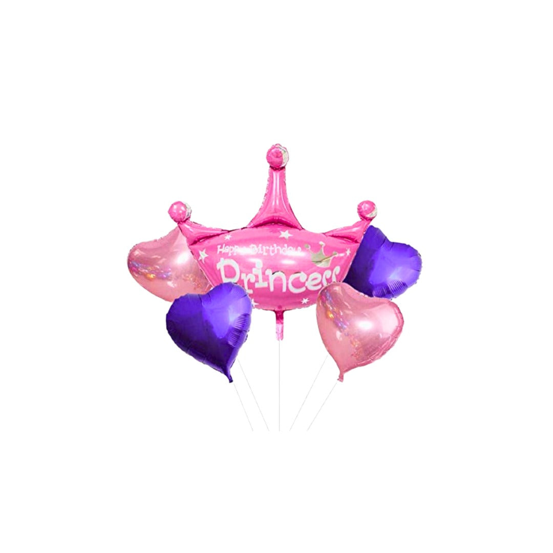 Happy Birthday Princess Crown Set Of 5 (w/ Helium Gas)