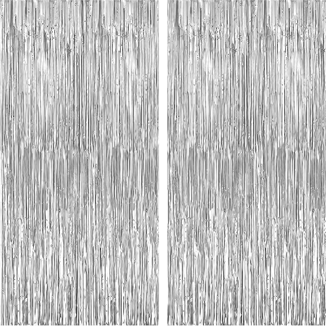 Silver Curved Effect Foil Curtain for Ceiling Decoration - 15FT X 1 FT - 1PC
