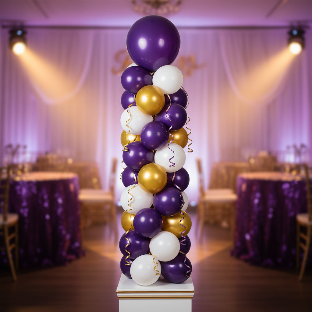 Purple Latex Balloon - Balloon Column Centrepiece