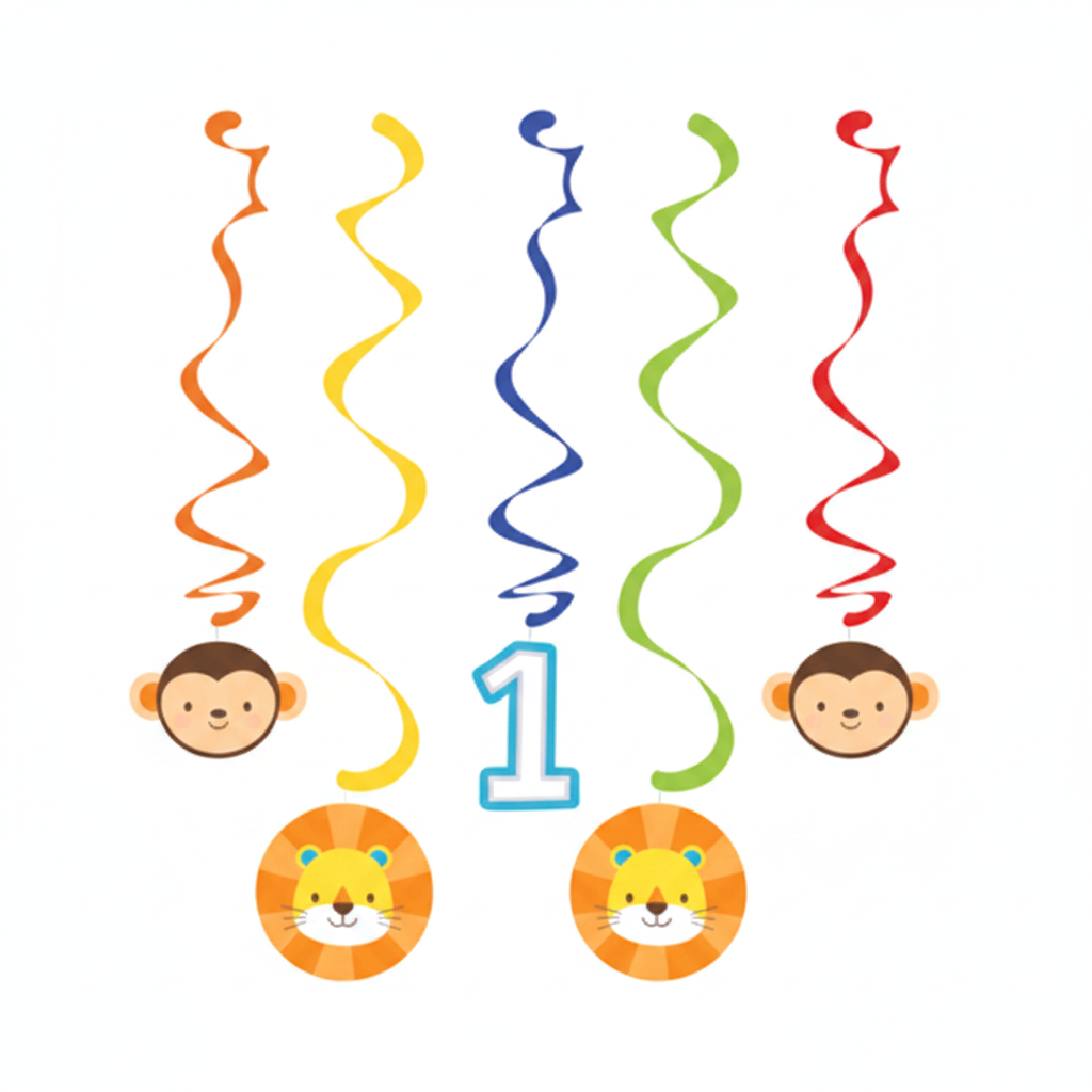One is Fun Boy 1st Birthday Danglers 5PC - Jungle Safari Decor | Wanna Party - Image 5