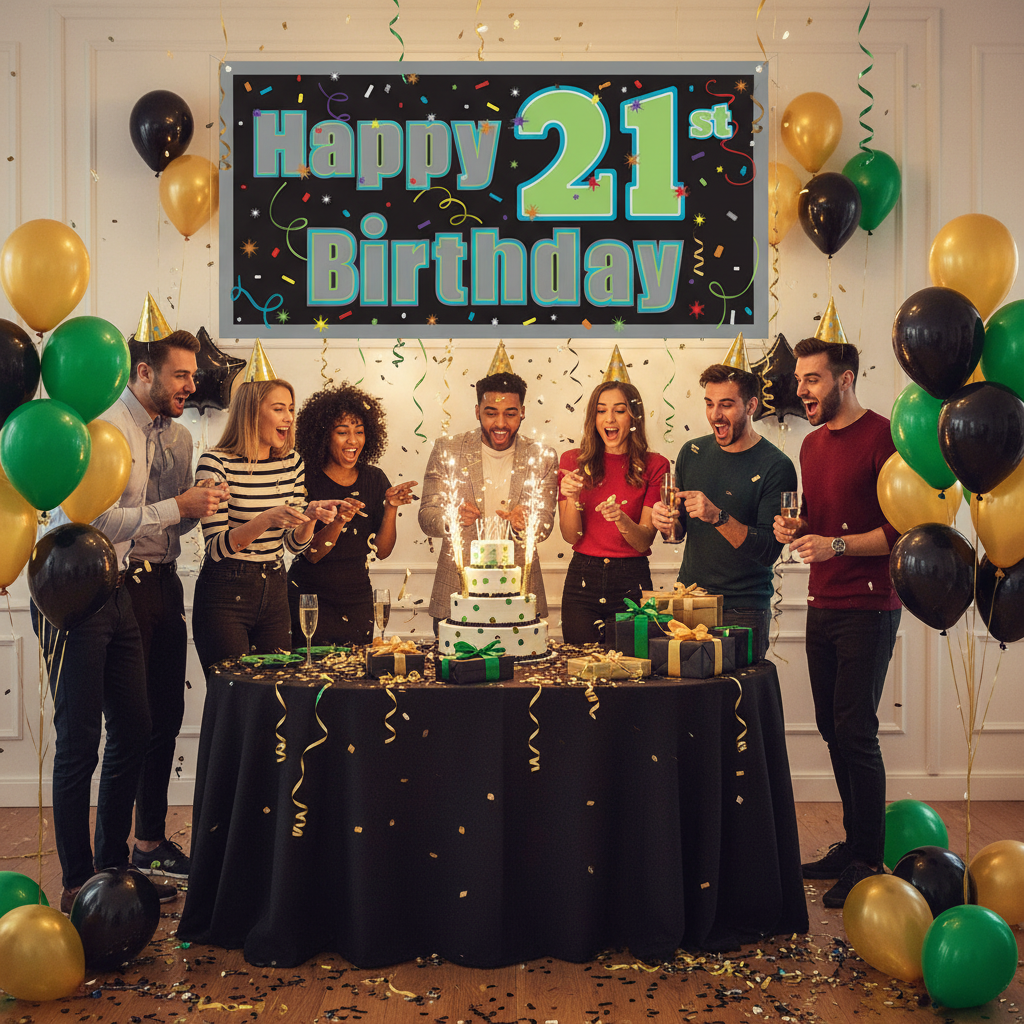21st Birthday Banner Over 5FT - Milestone Party Decor | Wanna Party - Image 6