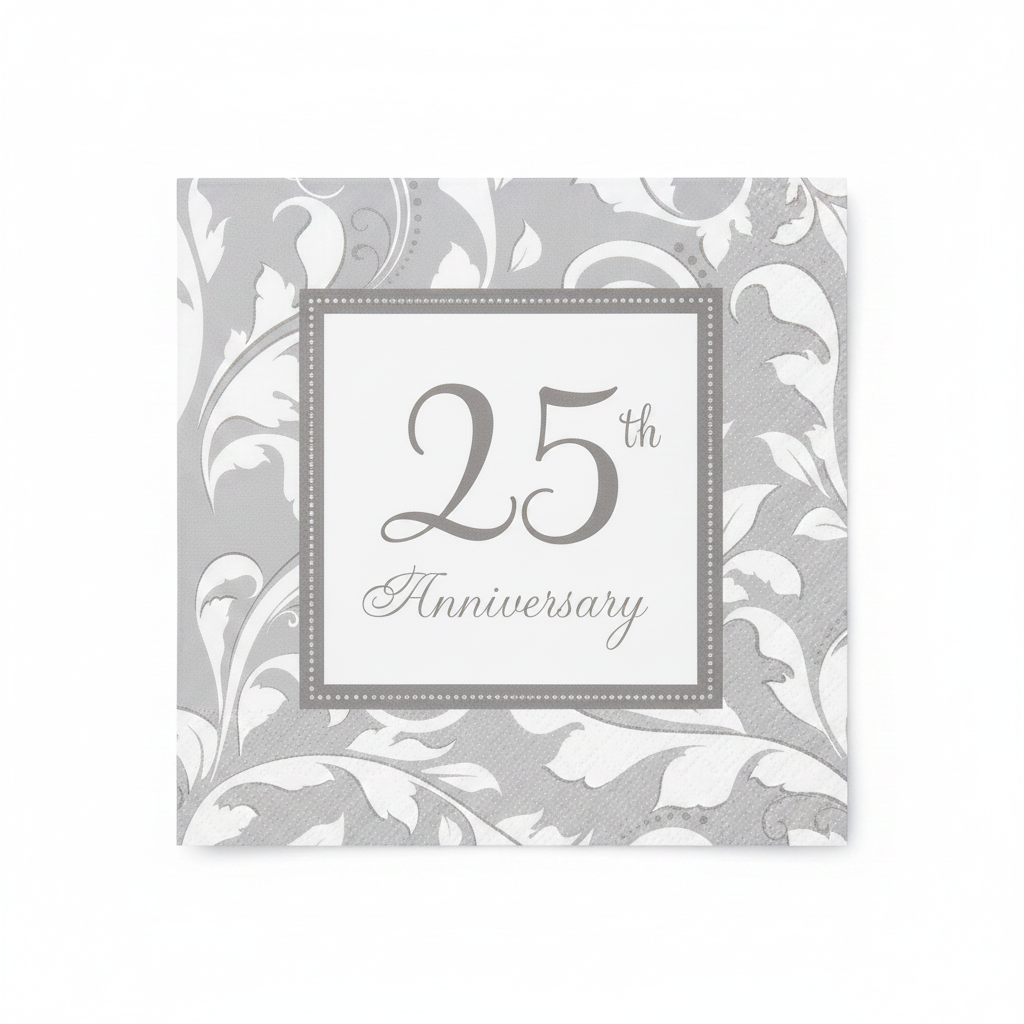 25th Anniversary Paper Napkin - Flat Lay