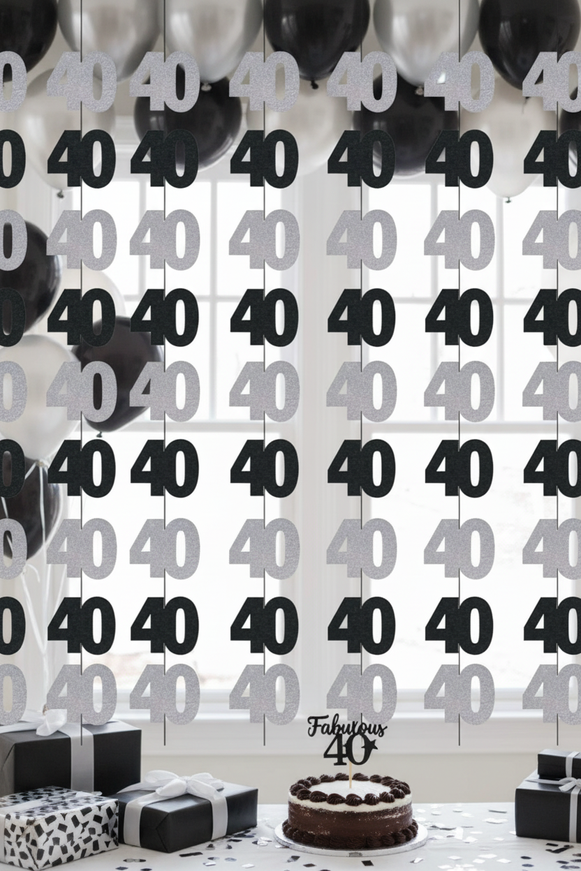40th Birthday String Decoration 7FT 6PC - Wall Hanging Decor | Wanna Party - Image 4