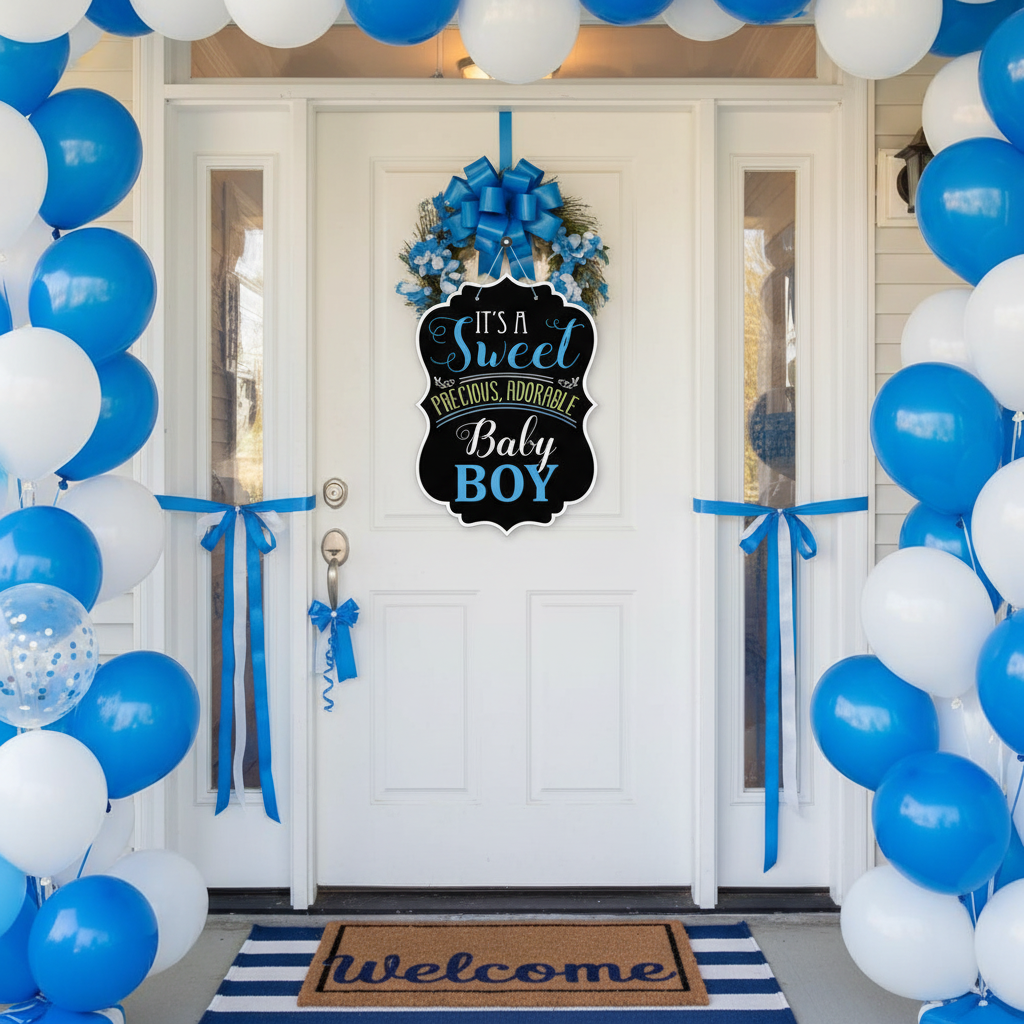 It's a Sweet Baby Boy Sign at Home Welcome Decoration