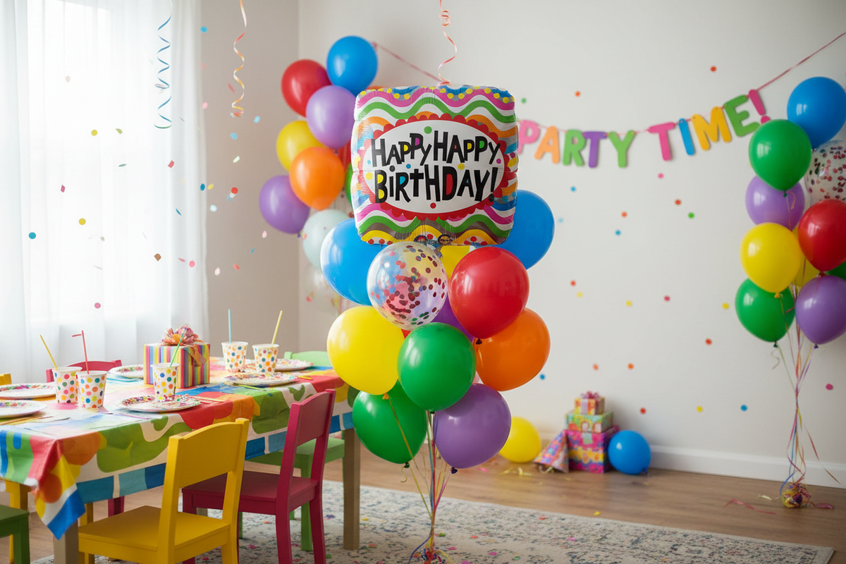 Happy Birthday Squiggles Balloon - Balloon Bouquet Room Decoration