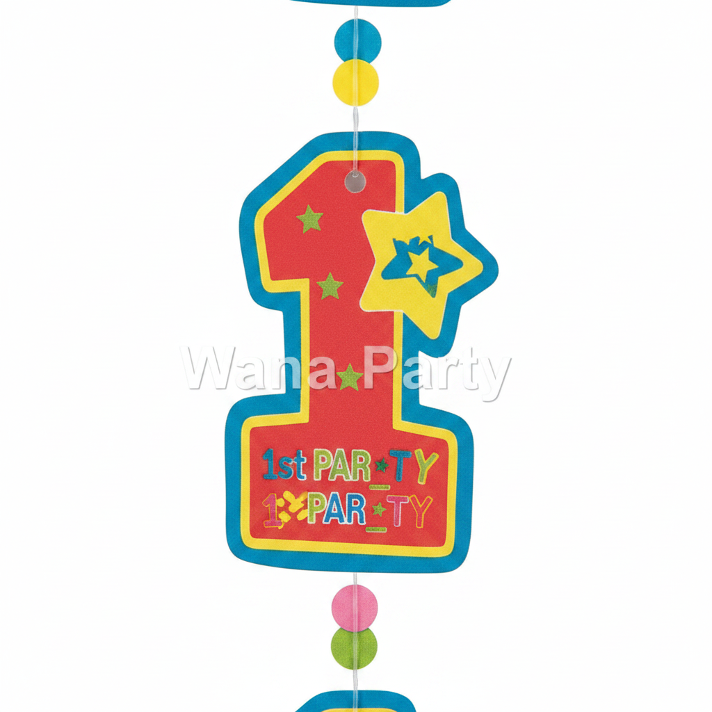 1st Birthday Boy String Decoration 7FT 6PC - Wall Hanging Decor | Wanna Party - Image 4