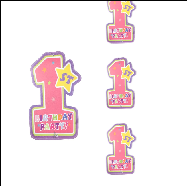 1st Birthday Girl String Decoration 7FT 6PC - Wall Hanging Decor | Wanna Party - Image 5