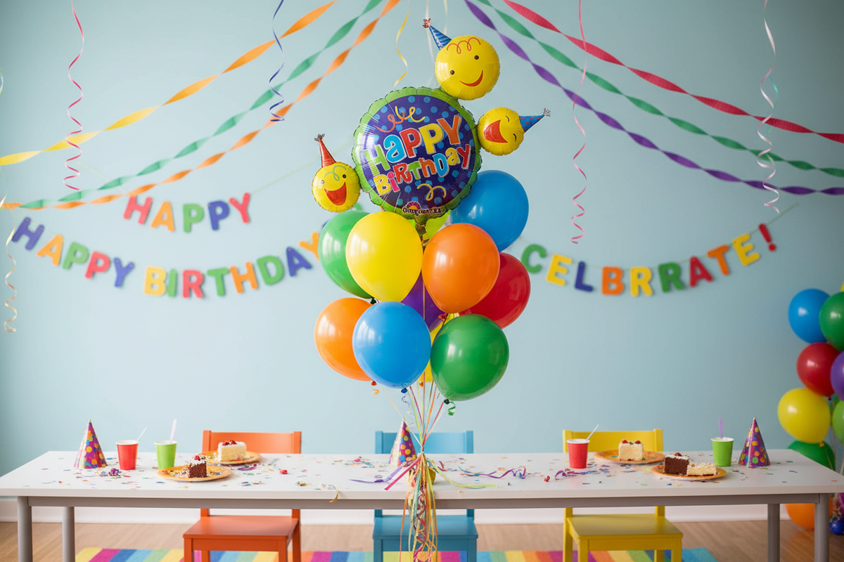 Happy Birthday Smile Faces Balloon - Balloon Bouquet Room Decoration