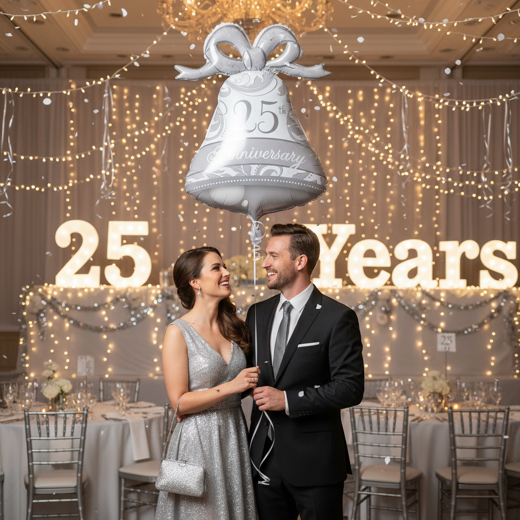 25th Anniversary Bell Balloon - Couple Celebration