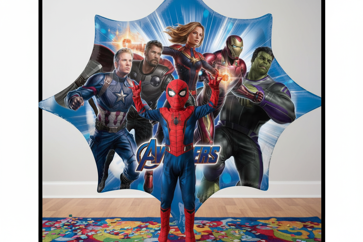 Marvel Avengers Balloon - Photo Booth with Kids Low Angle