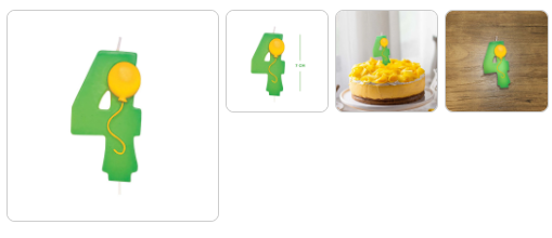 Green Color Number 4 Candle with Balloons - 1PC
