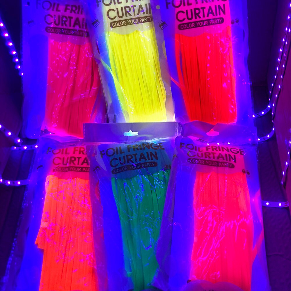 Neon Yellow Foil Curtain for Wall Decor - 7FT X 3FT - 1PC