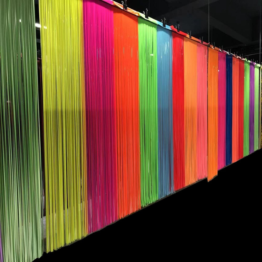 Neon Yellow Foil Curtain for Wall Decor - 7FT X 3FT - 1PC