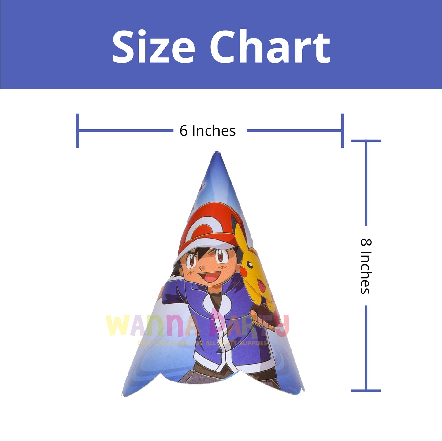 "Pokemon Theme Party Paper Hat for Birthday/ Theme Party - 10Pc "