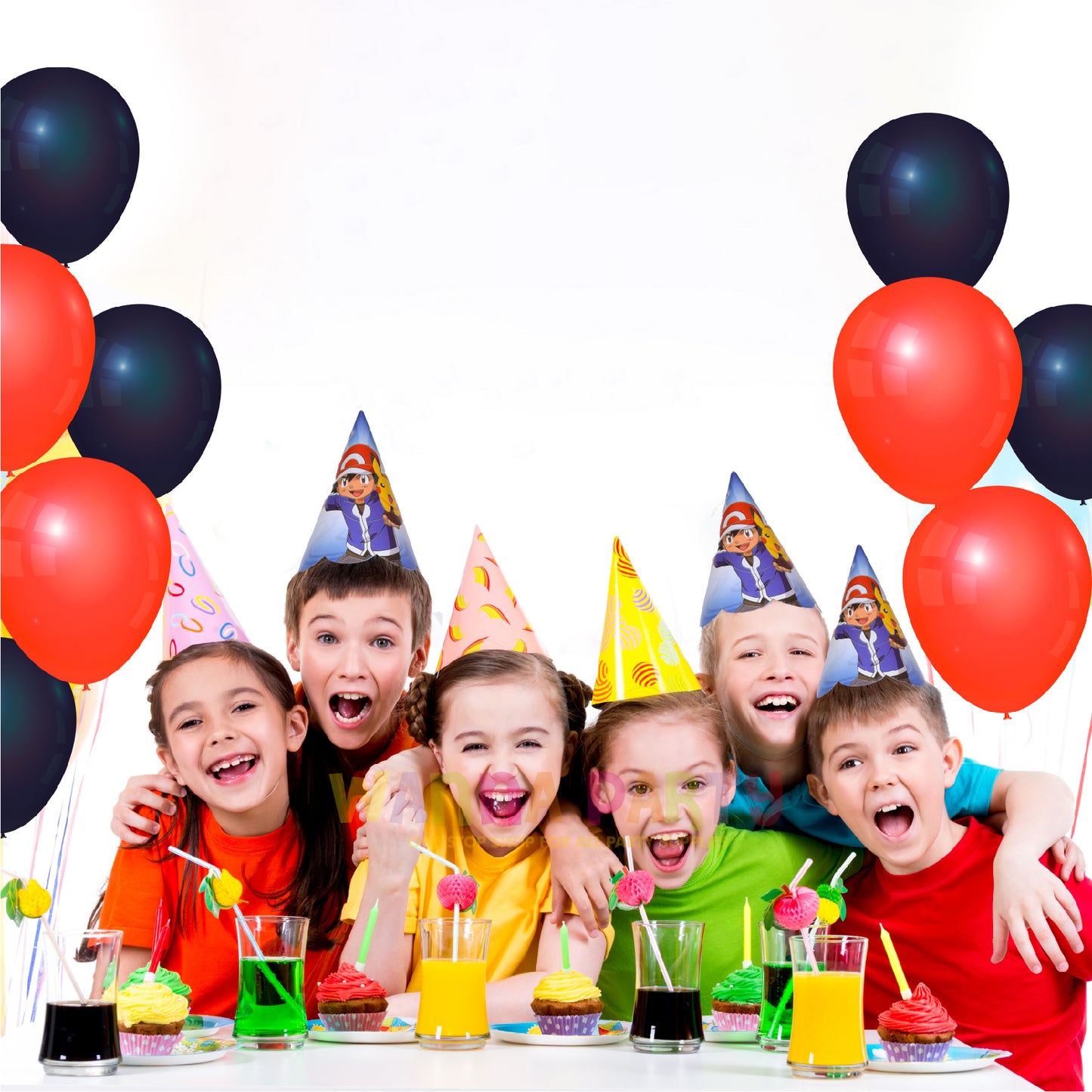 "Pokemon Theme Party Paper Hat for Birthday/ Theme Party - 10Pc "