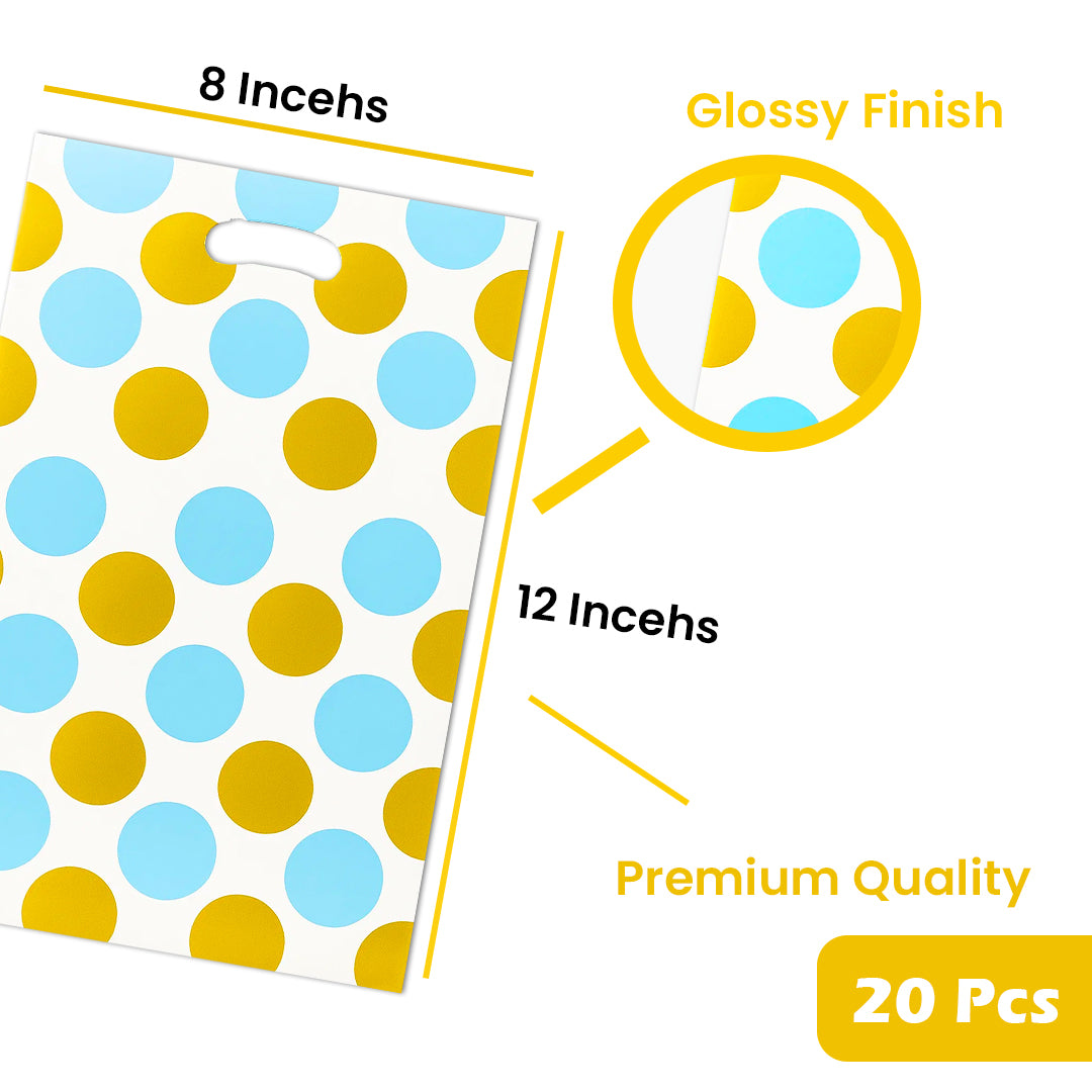 Blue Large Polka Dot Loot Bags Combo - 20PC