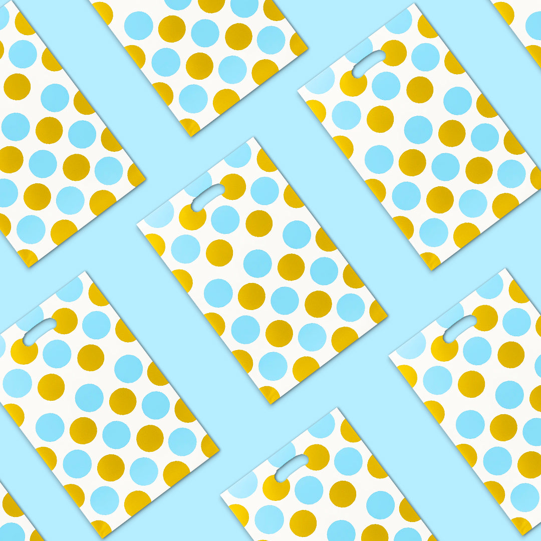 Blue Large Polka Dot Loot Bags Combo - 20PC