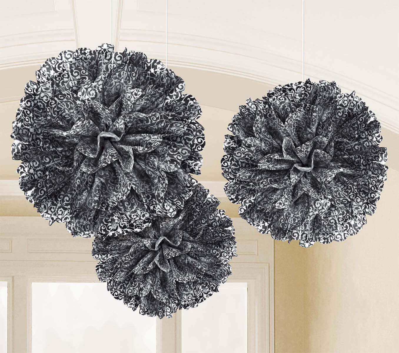 Black Scroll Tissue Paper Decoration - 3PC