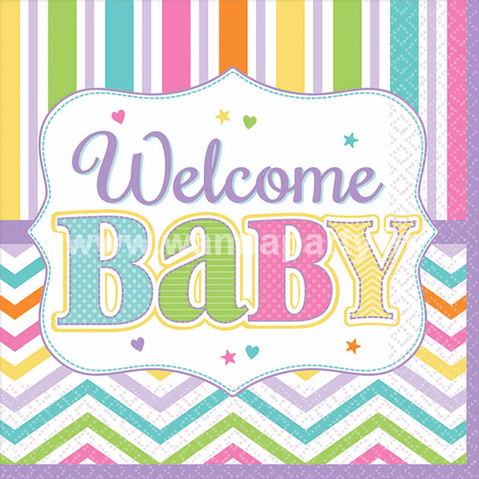 Welcome Baby Shower Dessert Napkins - 18PC