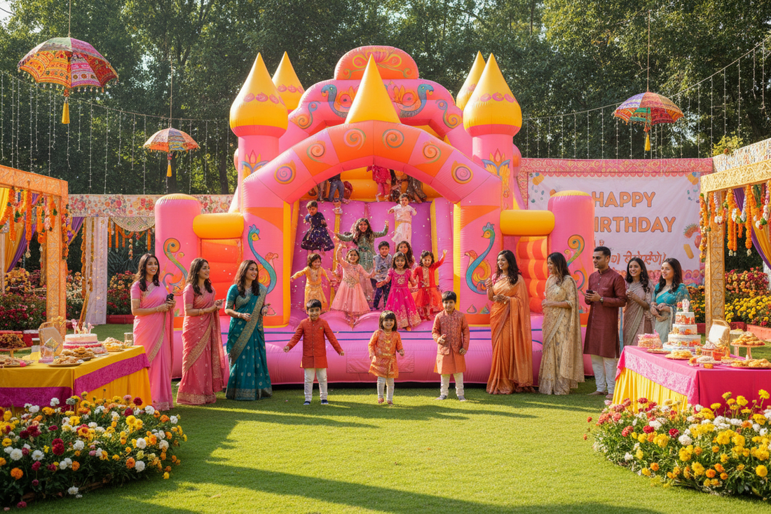 Colorful Bounce Castle at Birthday Party