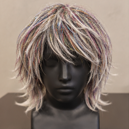 Grey & Silver Sparkly Hair Wig for Halloween, Cosplay & Fancy Dress Parties
