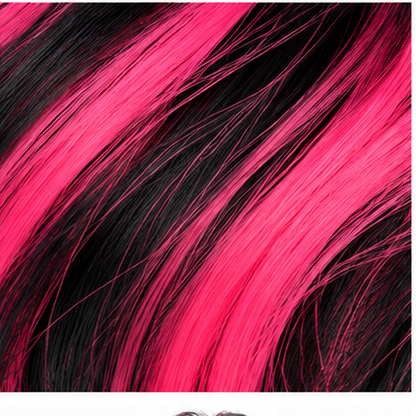"Hot Pink & Black Blunt Cut Wig | Two-Tone Cosplay Fancy Dress Wig for Halloween, Theme Parties & Costume Events  "