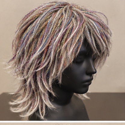 Grey & Silver Sparkly Hair Wig for Halloween, Cosplay & Fancy Dress Parties