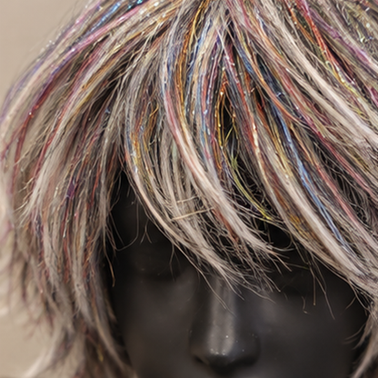 Grey & Silver Sparkly Hair Wig for Halloween, Cosplay & Fancy Dress Parties
