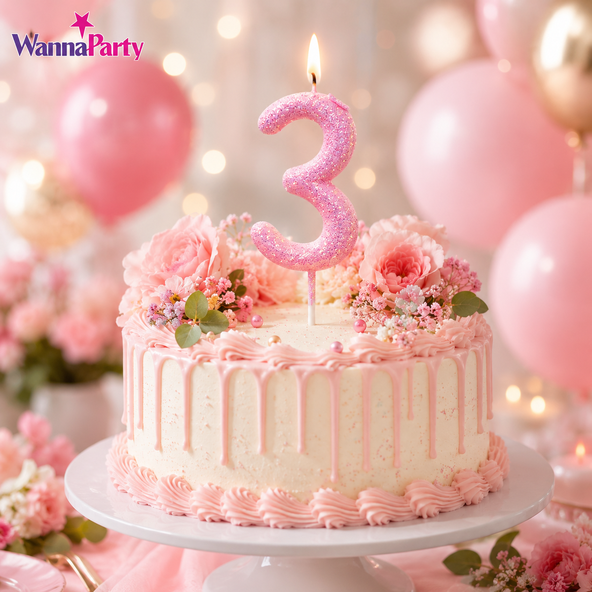 Glitter Designer Pink Candle No. 3