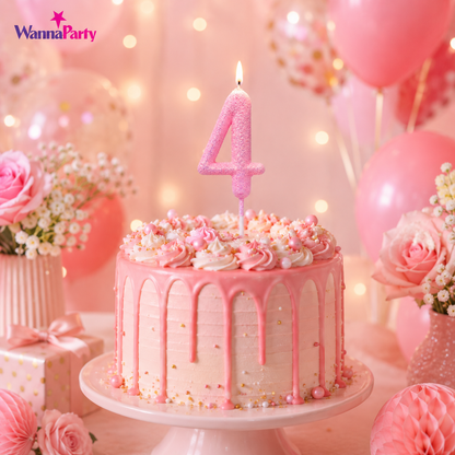 Glitter Designer Pink Candle No. 4