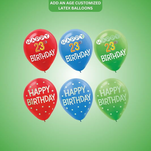Add Your Age Customized Printed Latex Balloons Pack of 15 (12 Inch) | Personalized Birthday Balloons | Multicolor Party Decoration