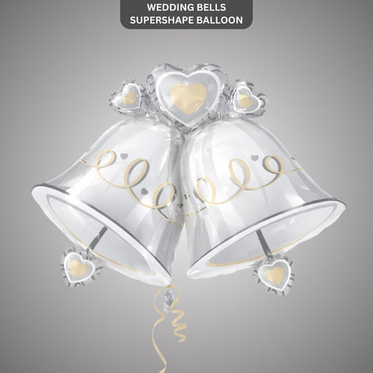 Wedding Bells SuperShape Foil Balloon | Elegant Silver Wedding Decoration Balloon | Anniversary & Engagement Party Decor