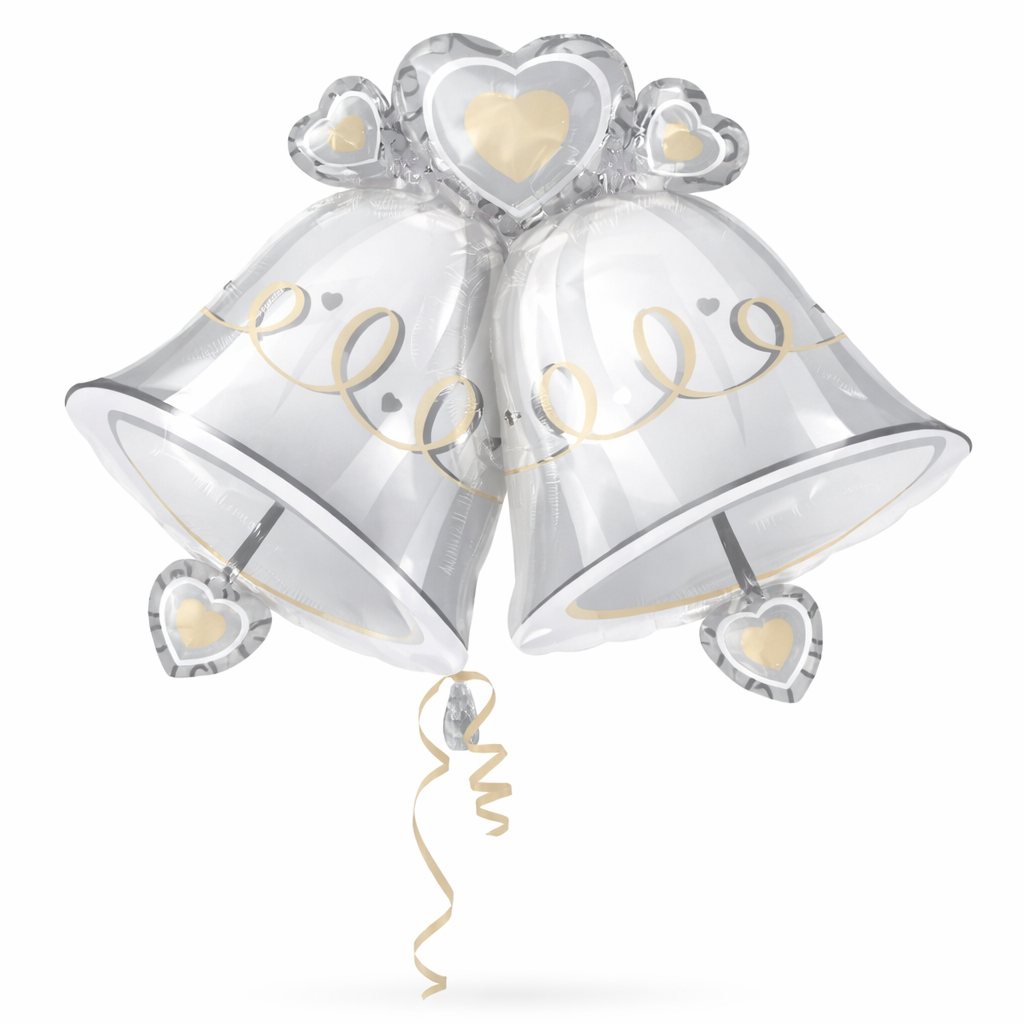 Wedding Bells SuperShape Foil Balloon | Elegant Silver Wedding Decoration Balloon | Anniversary & Engagement Party Decor