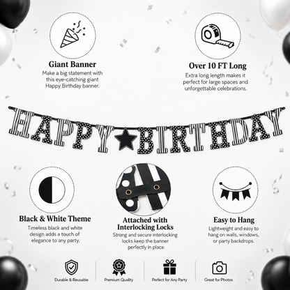 Giant Letrer Banner Black & White - Over 10FT