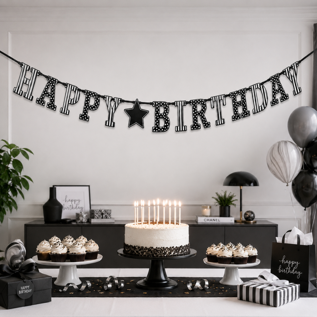 Giant Letrer Banner Black & White - Over 10FT