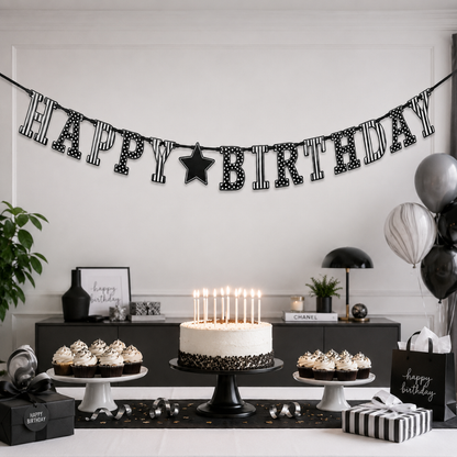 Giant Letrer Banner Black & White - Over 10FT