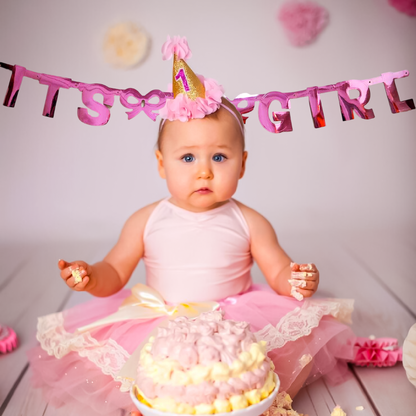 It's A Girl Hot Pink Foil Letter Banner - 1PC