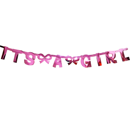 It's A Girl Hot Pink Foil Letter Banner - 1PC