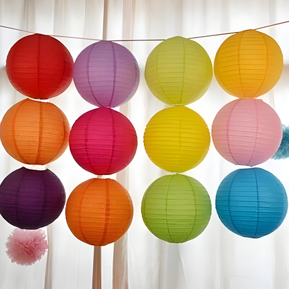 Multicolor Paper Lanterns Set 10Pcs - Party Hanging Decor | Wanna Party - Image 1
