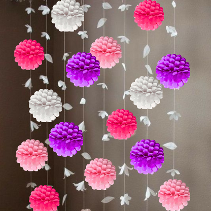 Multicolor Paper Pom Pom Hangings -10 Inch - 5PC - Wanna Party - lifestyle